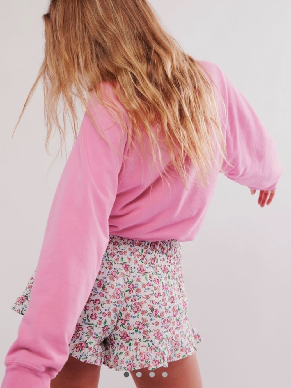 High-Waist Floral Ruffle Women’s Shorts - Pink Floral